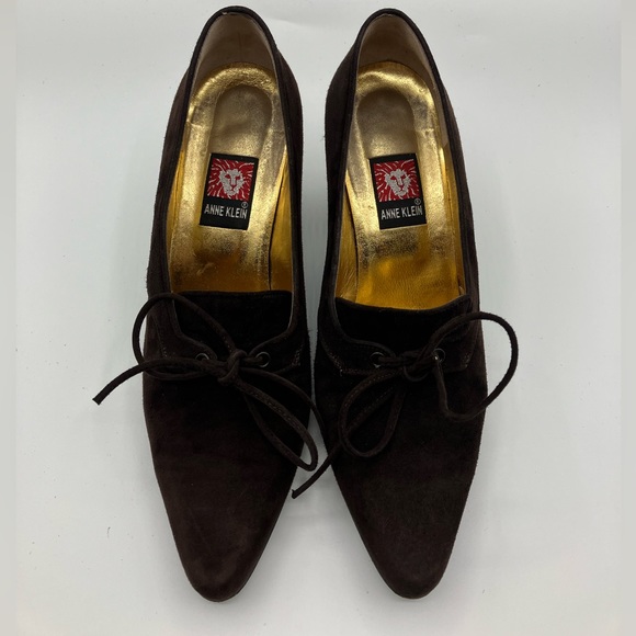 Vintage Anne Klein Brown Suede Heels Woman Size 7 - Picture 2 of 10